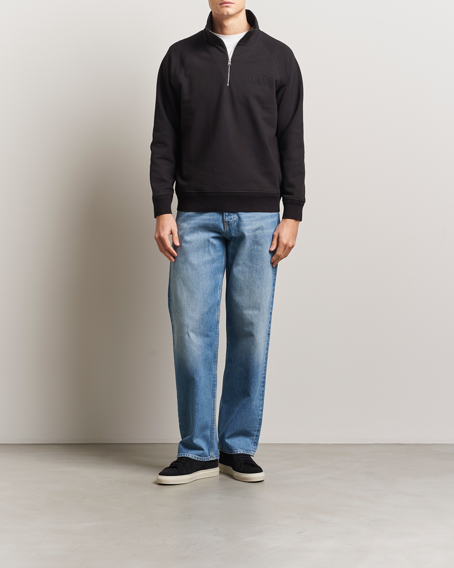 Herre | Gensere | C.P. Company | Diagonal Raised Fleece Half Zip Black