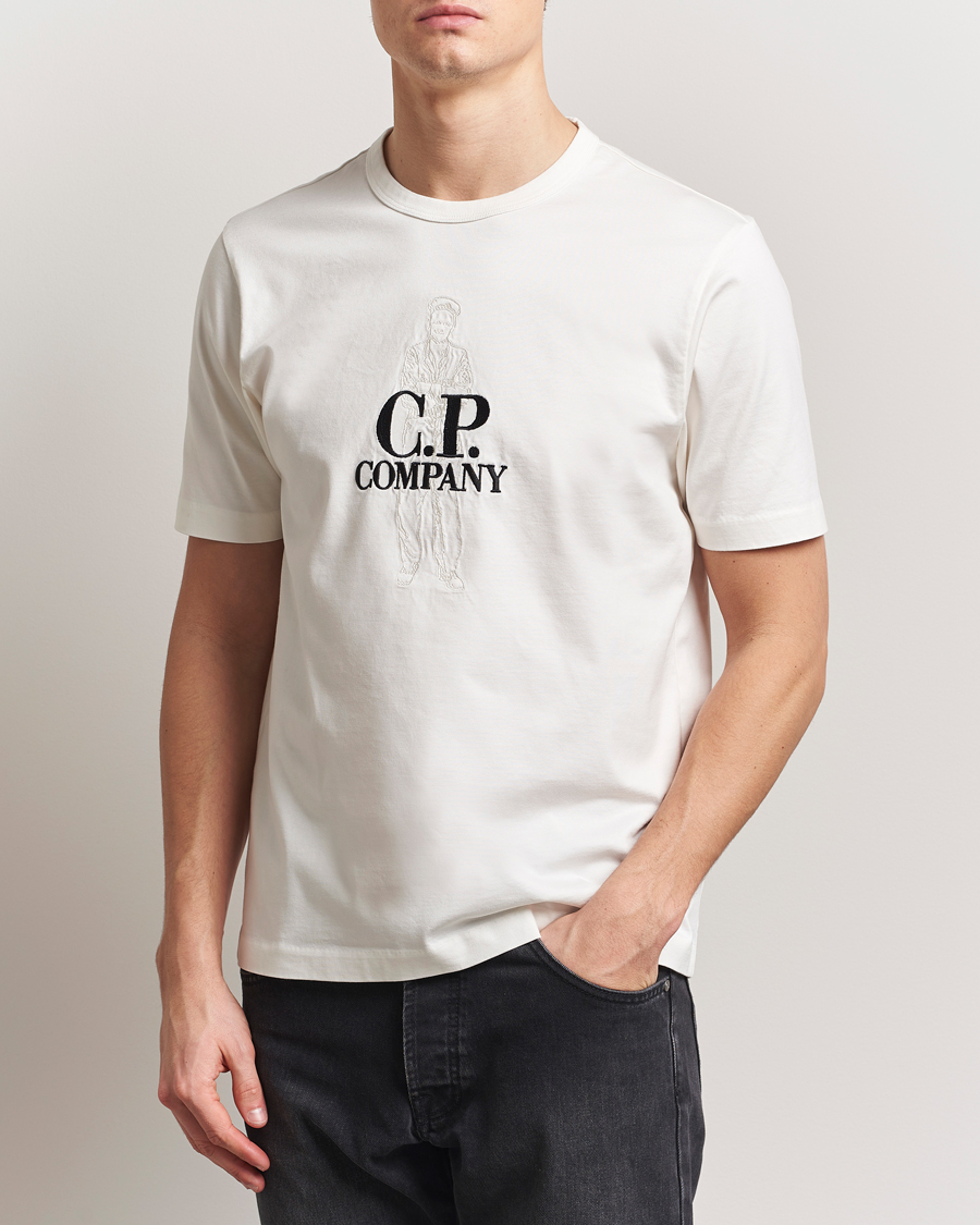 Herre | T-Shirts | C.P. Company | Mercerized Heavy Cotton Back Logo T-Shirt White