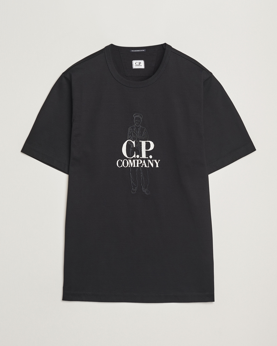 Herre | T-Shirts | C.P. Company | Mercerized Heavy Cotton Back Logo T-Shirt Black