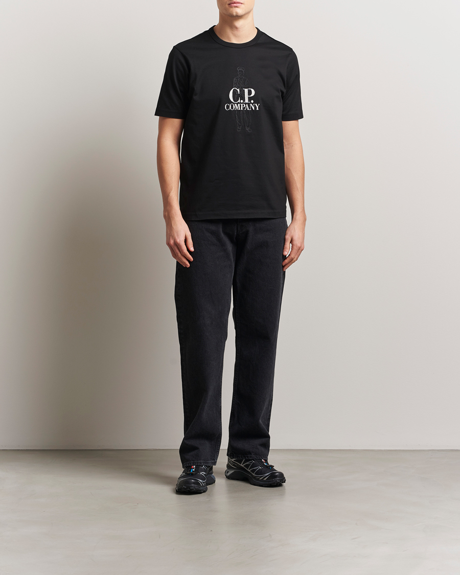 Herre | T-Shirts | C.P. Company | Mercerized Heavy Cotton Back Logo T-Shirt Black