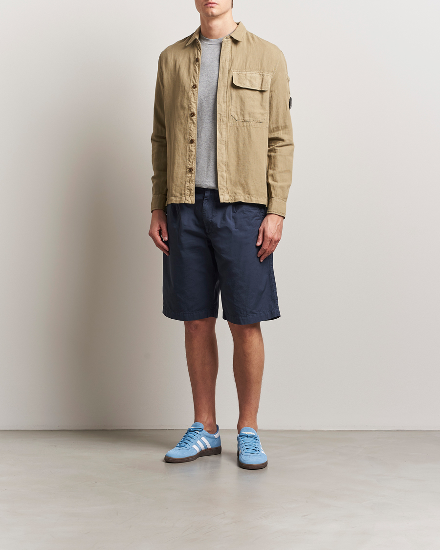Herre | Skjorter | C.P. Company | Broken Linen/Cotton Overshirt Taupe