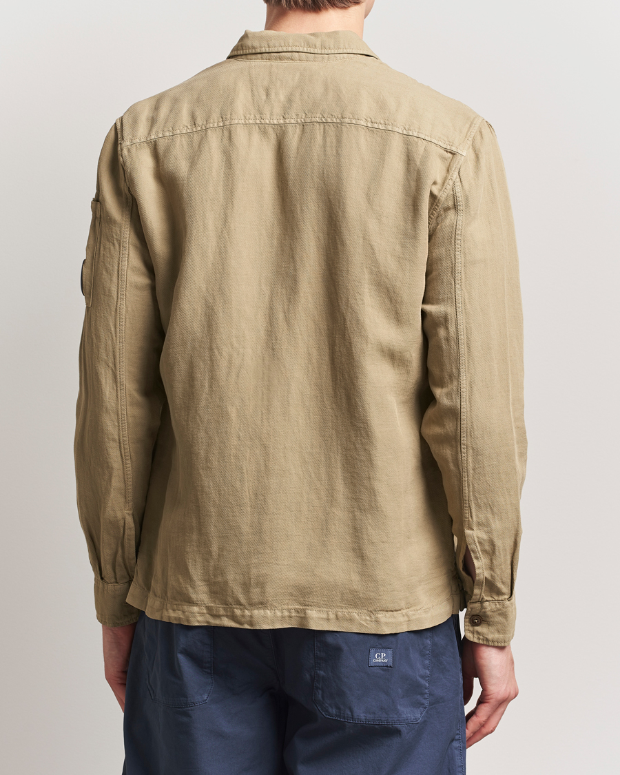 Herre | Skjorter | C.P. Company | Broken Linen/Cotton Overshirt Taupe