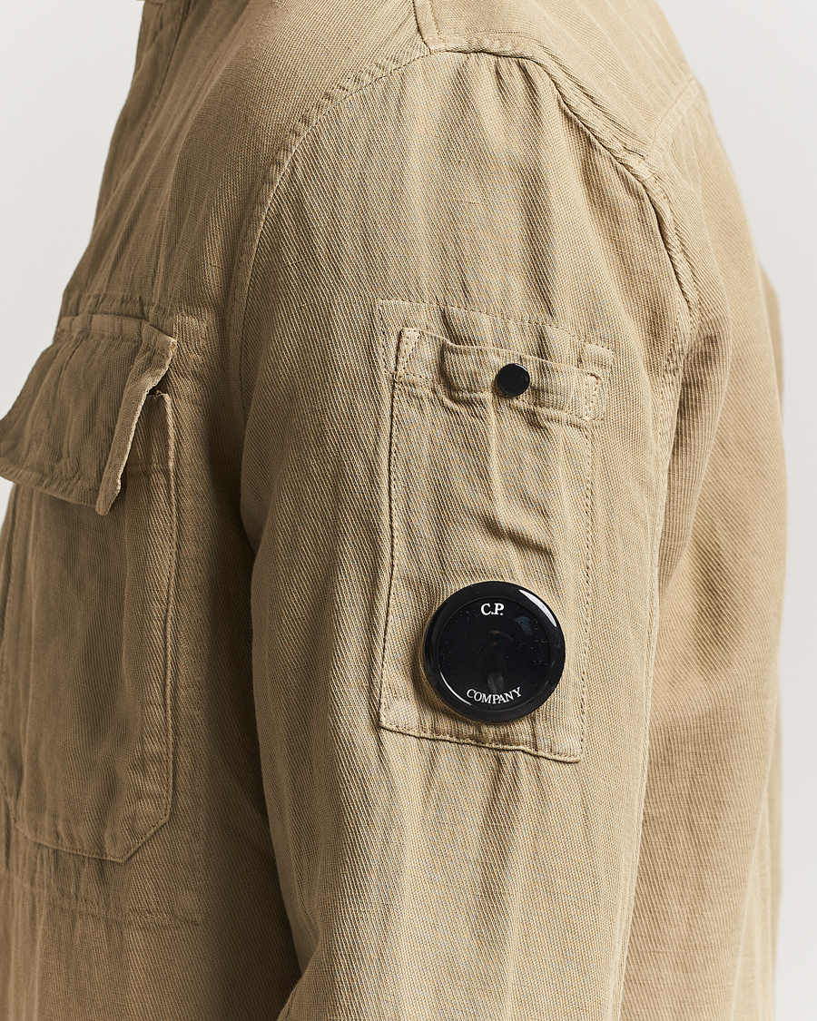 Herre | Skjorter | C.P. Company | Broken Linen/Cotton Overshirt Taupe