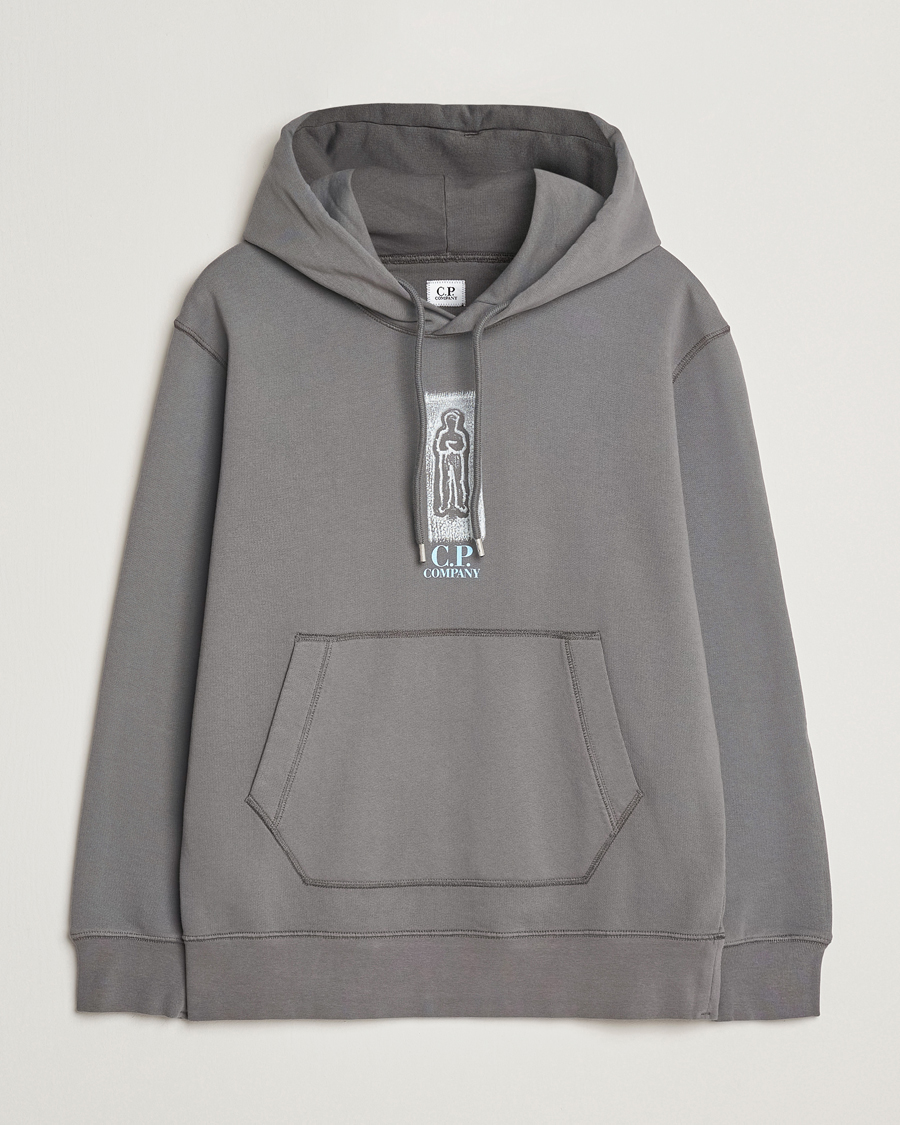 Herre | Gensere | C.P. Company | Cotton Fleece Back Logo Hood Grey