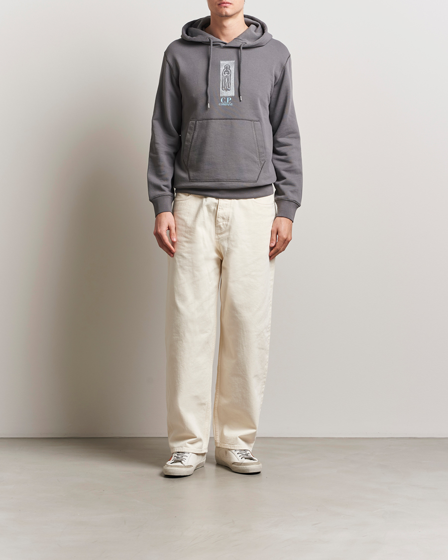 Herre | Gensere | C.P. Company | Cotton Fleece Back Logo Hood Grey