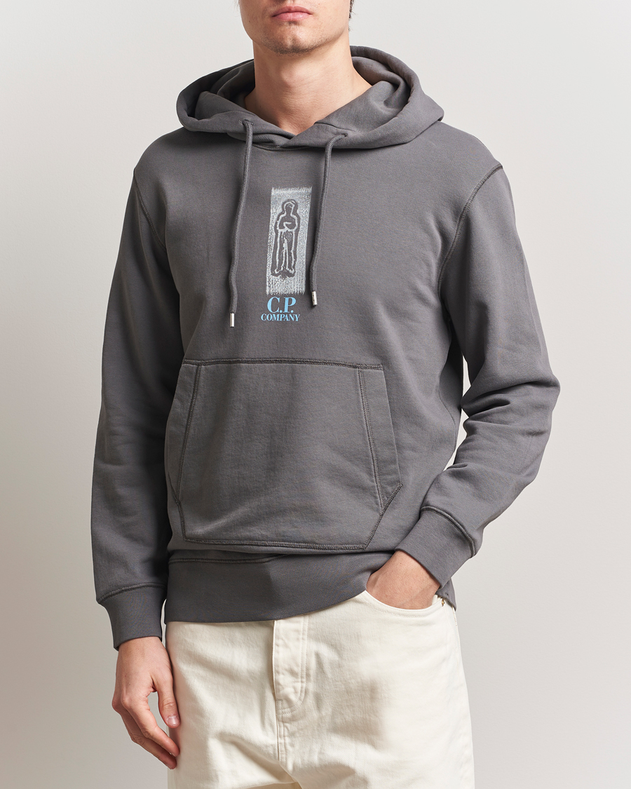 Herre | Gensere | C.P. Company | Cotton Fleece Back Logo Hood Grey