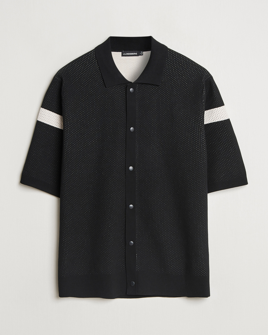 Herre | Skjorter | J.Lindeberg | Rayne Short Sleeve Knitted Shirt Black
