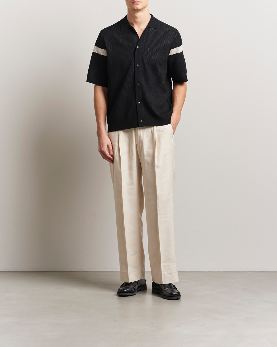 Herre | Skjorter | J.Lindeberg | Rayne Short Sleeve Knitted Shirt Black