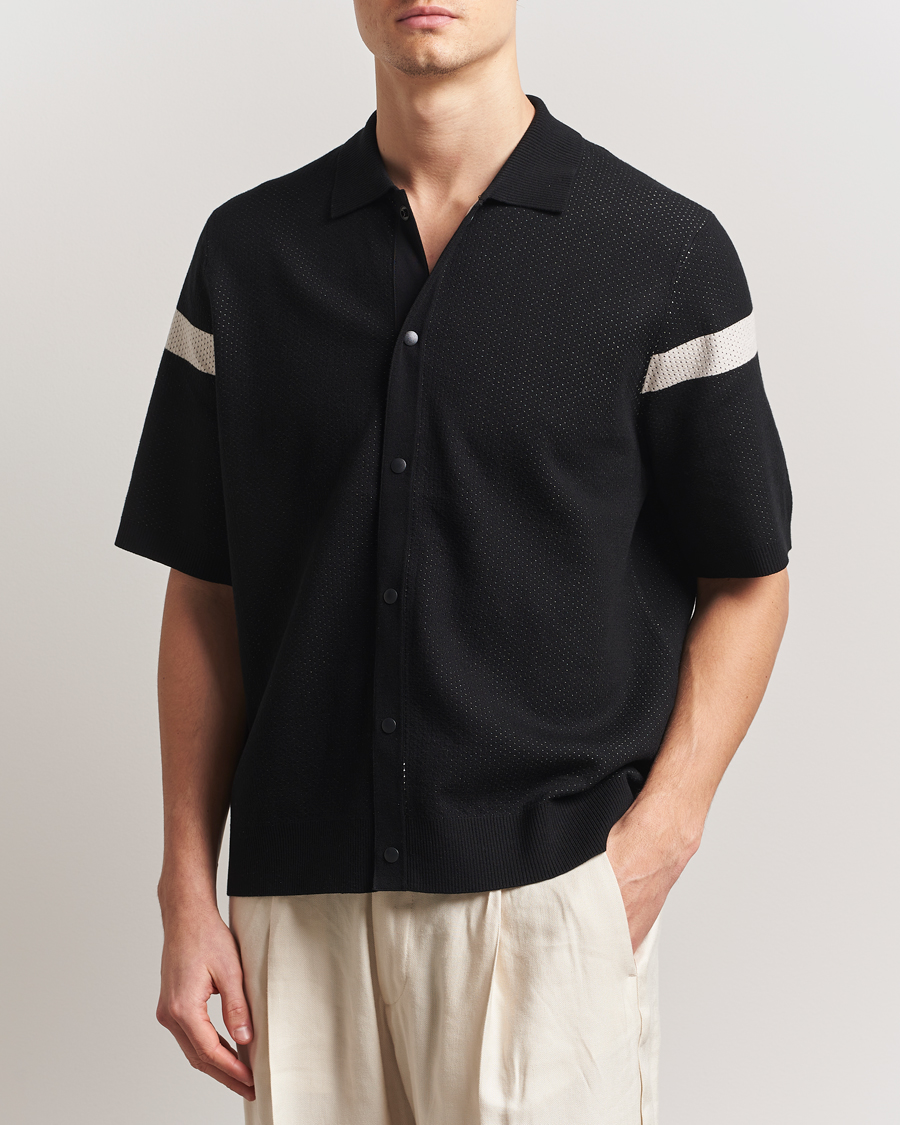 Herre | Skjorter | J.Lindeberg | Rayne Short Sleeve Knitted Shirt Black