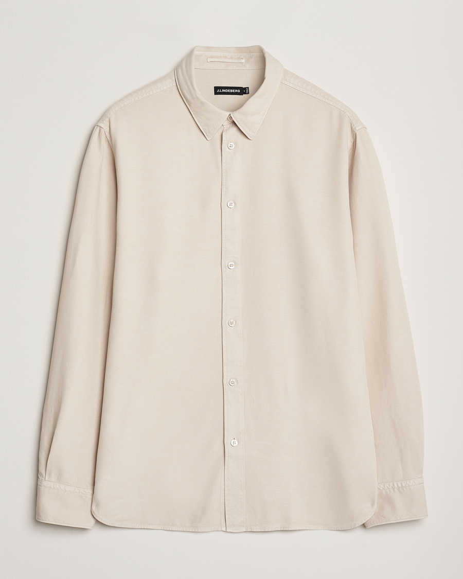 Herre | Skjorter | J.Lindeberg | Garment Dyed Structure Tencel Shirt Moonbeam