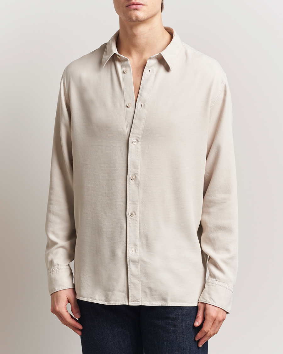 Herre | Skjorter | J.Lindeberg | Garment Dyed Structure Tencel Shirt Moonbeam