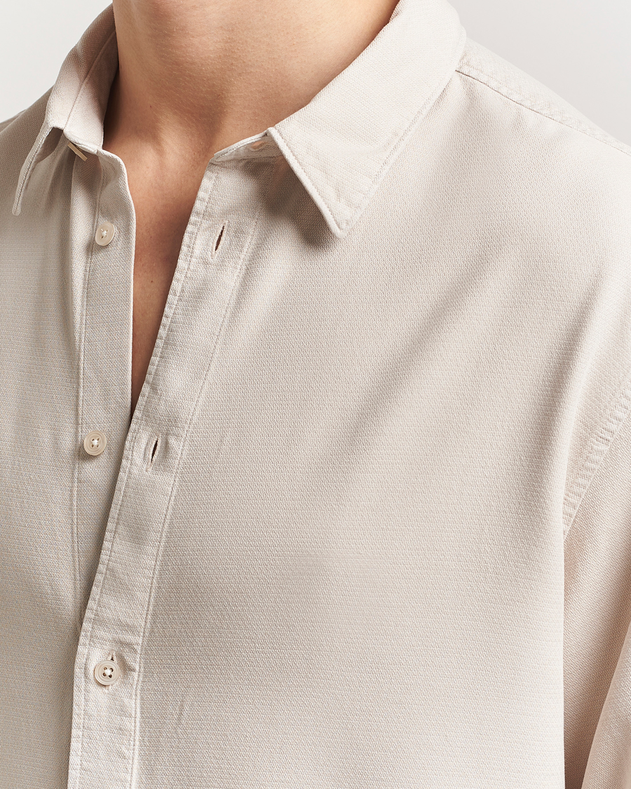 Herre | Skjorter | J.Lindeberg | Garment Dyed Structure Tencel Shirt Moonbeam