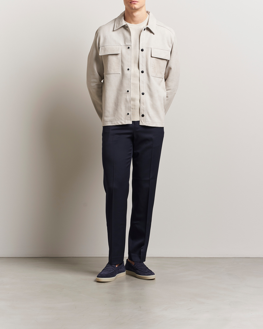 Herre | Skjorter | J.Lindeberg | Wilden Suede Overshirt Moonbeam