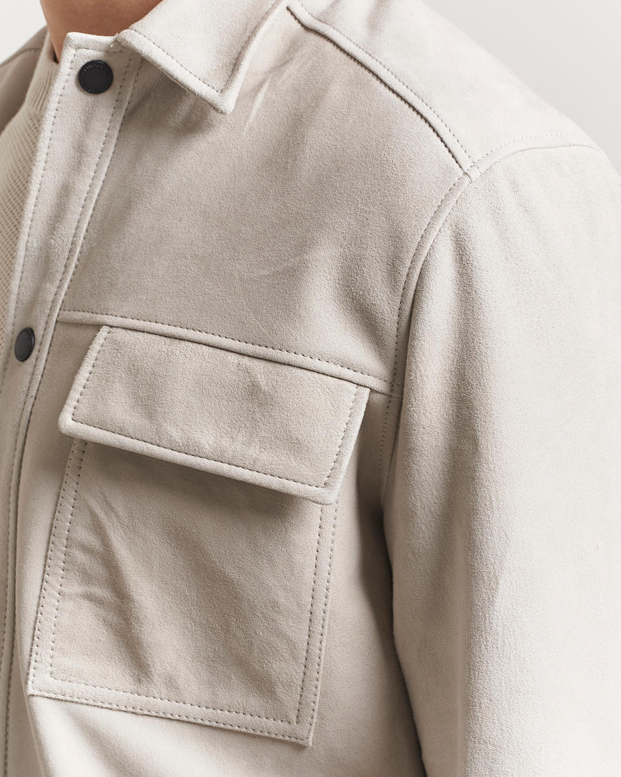 Herre | Skjorter | J.Lindeberg | Wilden Suede Overshirt Moonbeam