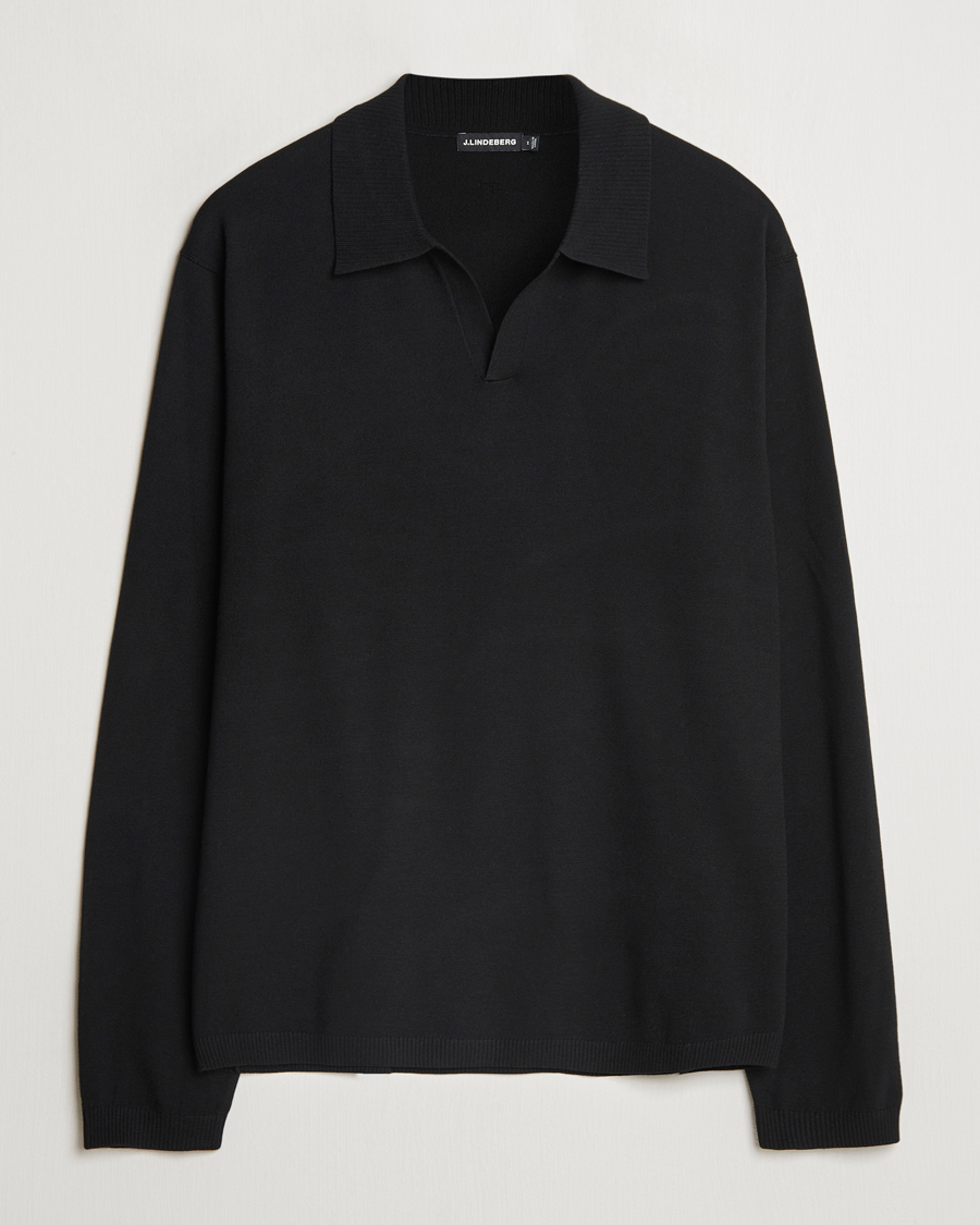 Herre | Pikéer | J.Lindeberg | Rowan Long Sleeve Polo Black
