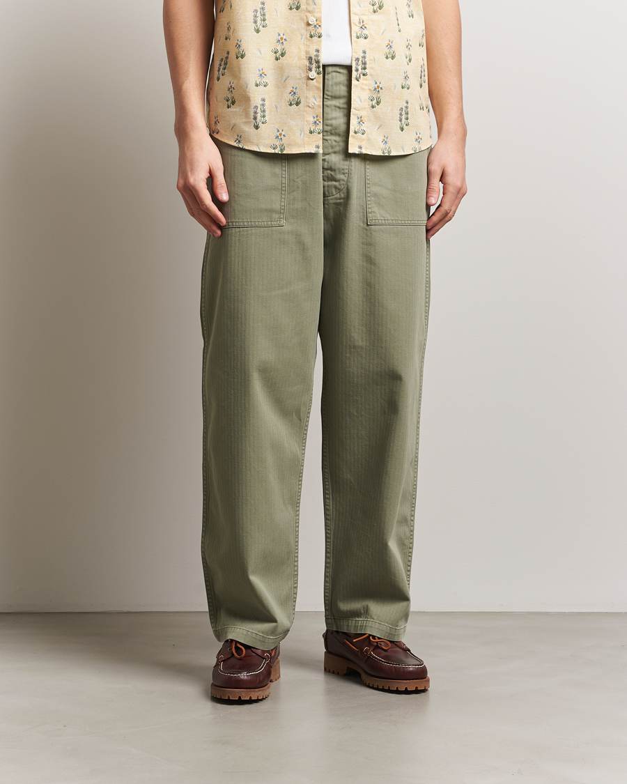 Herre | Bukser | orSlow | Herringbone Summer Fatigue Pants Green