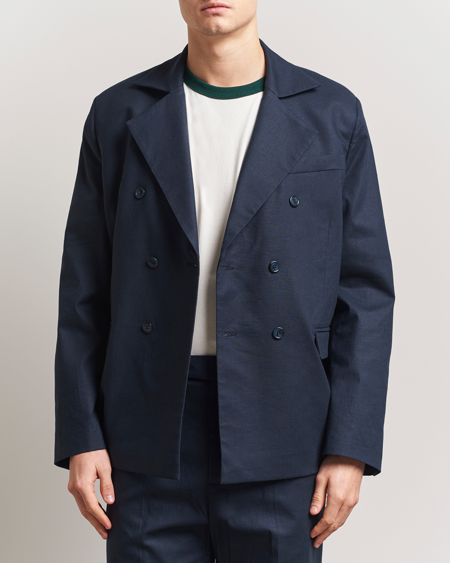 Herre | Dressjakker | Palmes | Double Breasted Linen Sport Coat Navy