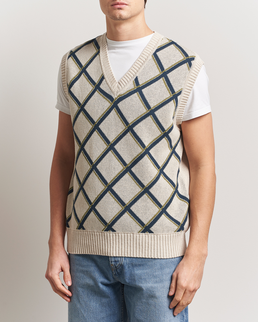 Herre | Gensere | Palmes | Argyle Knitted Vest Off White