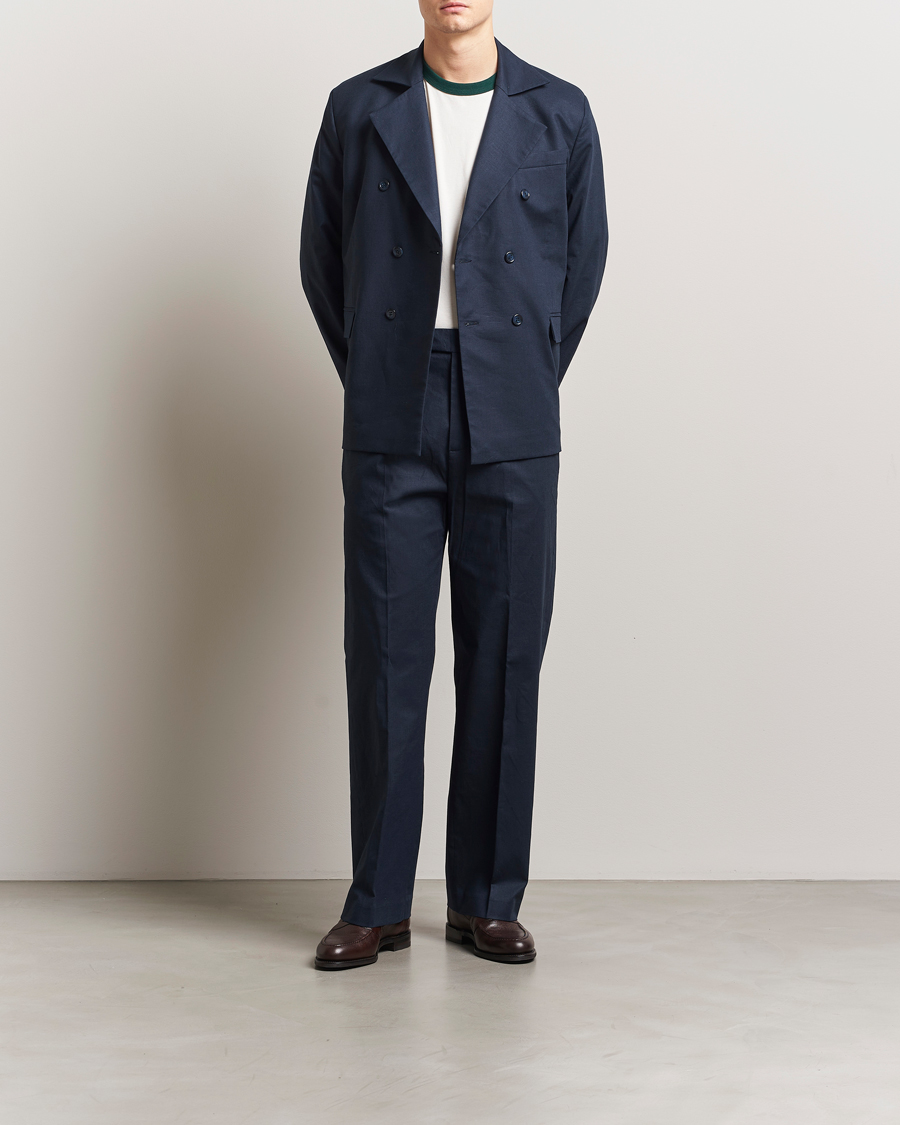 Herre | Bukser | Palmes | Pleated Linen Trousers Navy