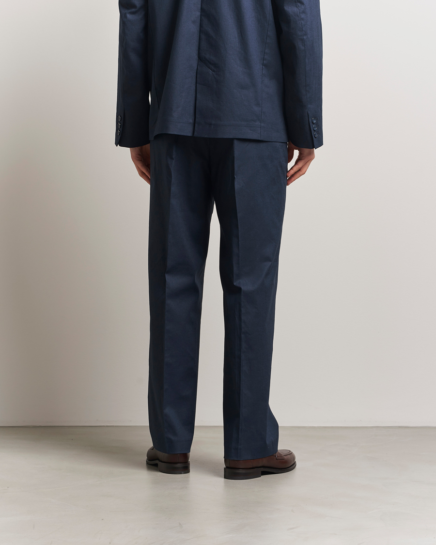 Herre | Bukser | Palmes | Pleated Linen Trousers Navy