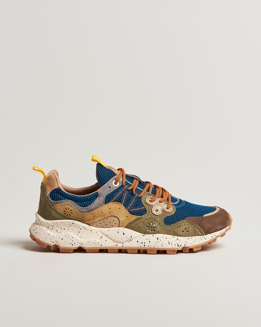 Herre | Sneakers | Flower Mountain | Yamano 3 Suede/Nylon Mesh Sneaker Green/Brown/Blue