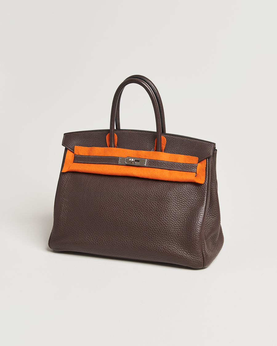 Herre | Hermès Pre-Owned Birkin 35 Taurillon Clemence Handbag Ebene | Hermès Pre-Owned | Birkin 35 Taurillon Clemence Handbag Ebene