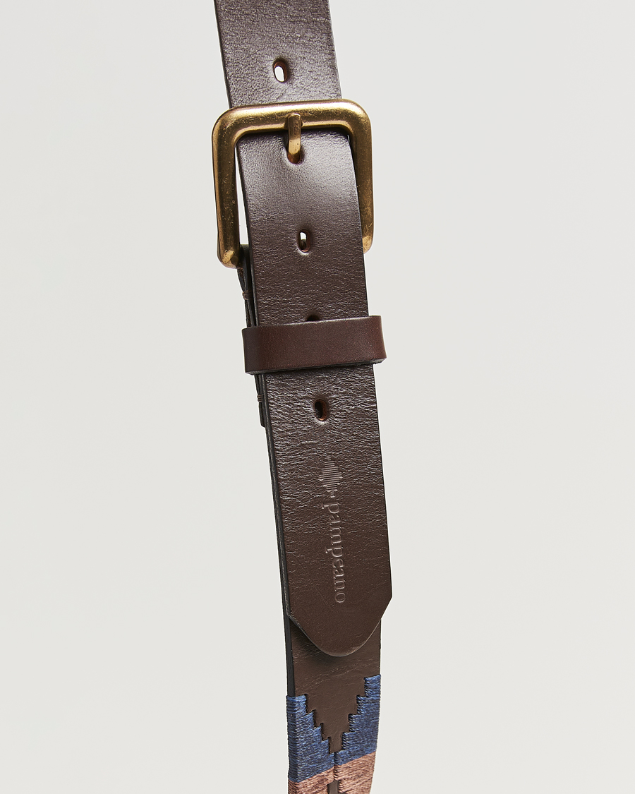 Herre | Belter | Pampeano | Jefe Hand Stitched Classic Leather Belt 3,5cm Brown/Blue