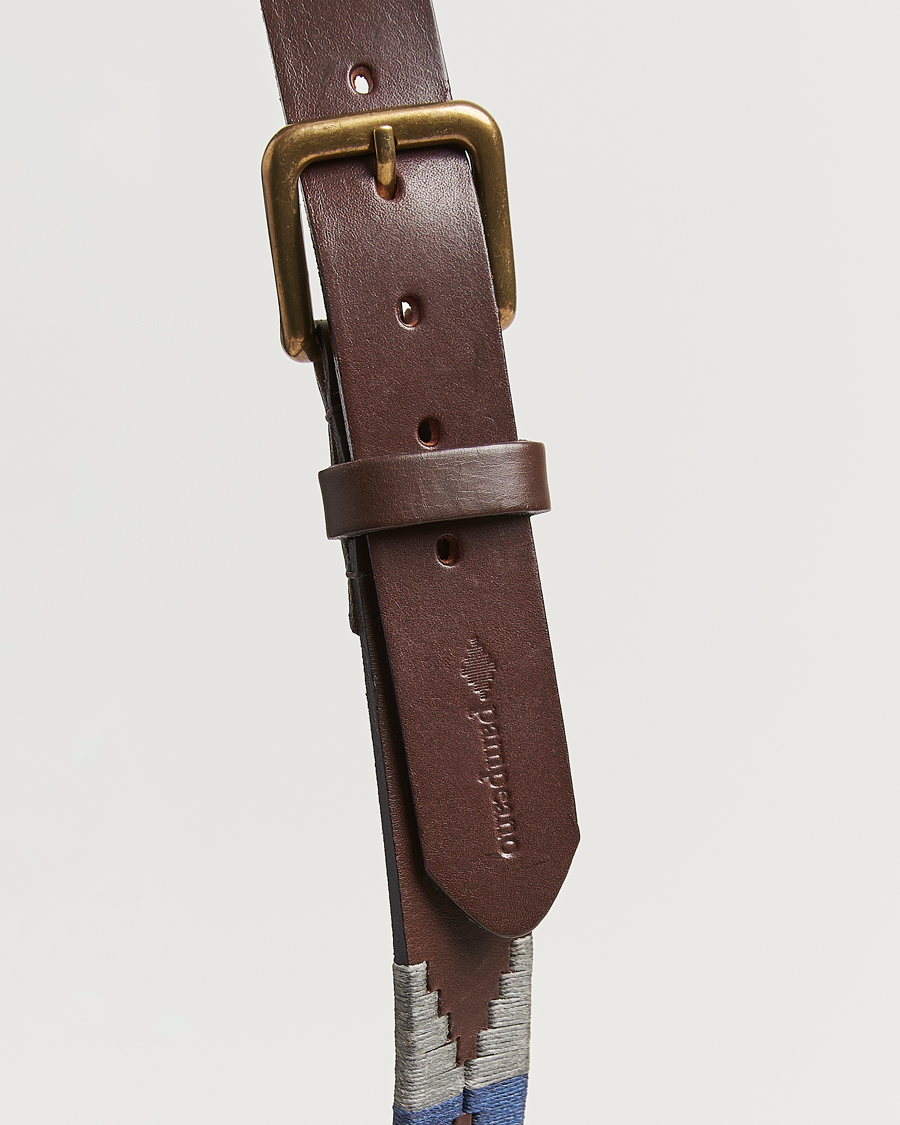 Herre | Belter | Pampeano | Roca Hand Stitched Classic Leather Belt 3,5cm Blue/Grey/White