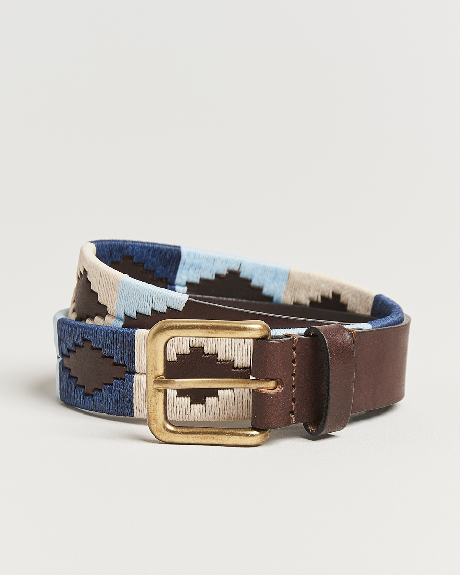 Herre | Belter | Pampeano | Sereno Hand Stitched Classic Leather Belt 3,5cm Blue
