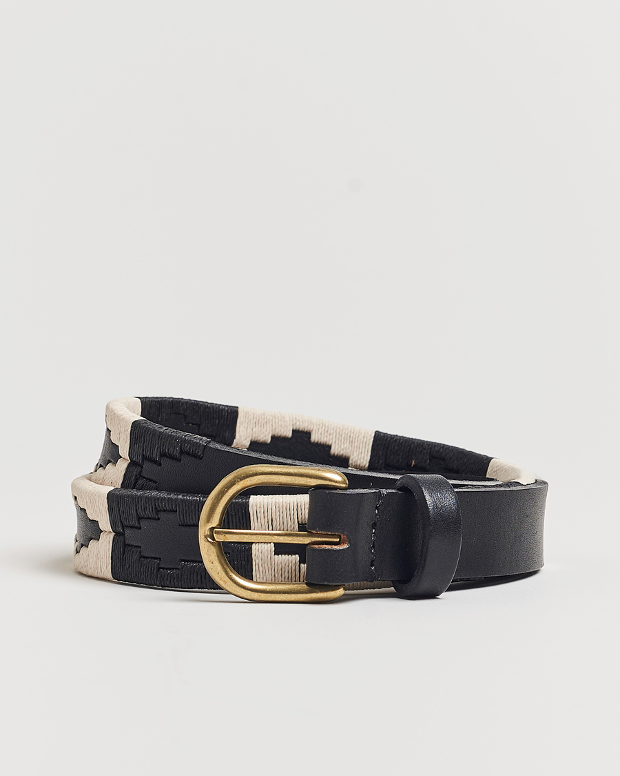 Herre | Belter | Pampeano | Skinny Hand Stitched Leather Belt 2,5cm Black