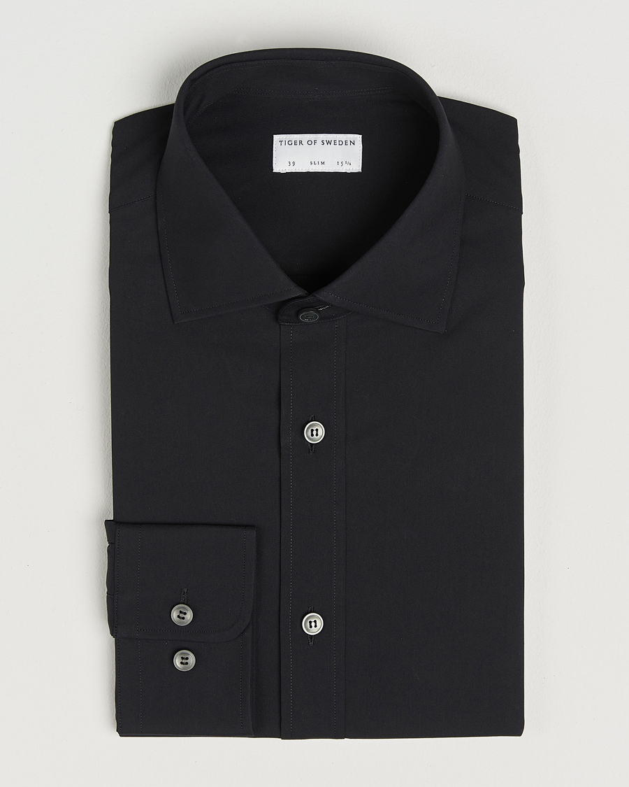 Herre | Skjorter | Tiger of Sweden | Adley Slim Fit Cut Away Shirt Black