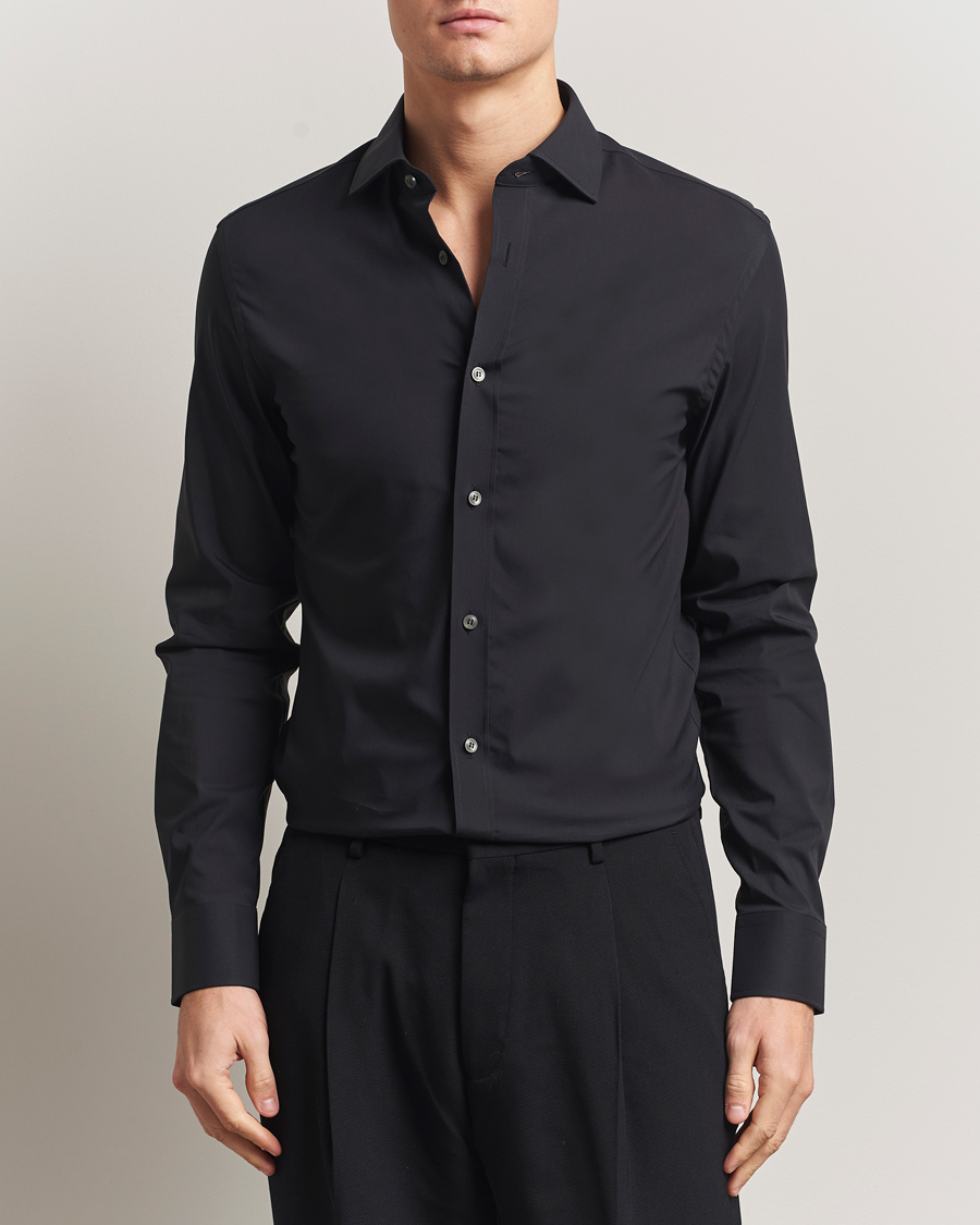 Herre | Skjorter | Tiger of Sweden | Adley Slim Fit Cut Away Shirt Black