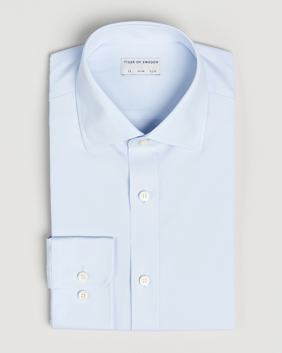 Herre | Skjorter | Tiger of Sweden | Adley Slim Fit Cut Away Shirt Light Blue