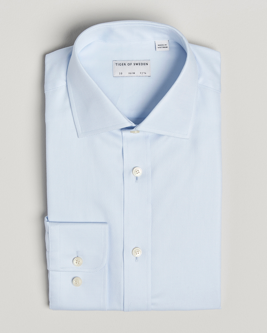 Herre | Skjorter | Tiger of Sweden | Adley Structured Slim Fit Cut Away Shirt Light Blue