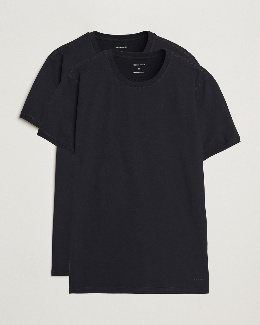 Herre | T-Shirts | Tiger of Sweden | Heimdal 2-Pack Crew Neck T-Shirt Black