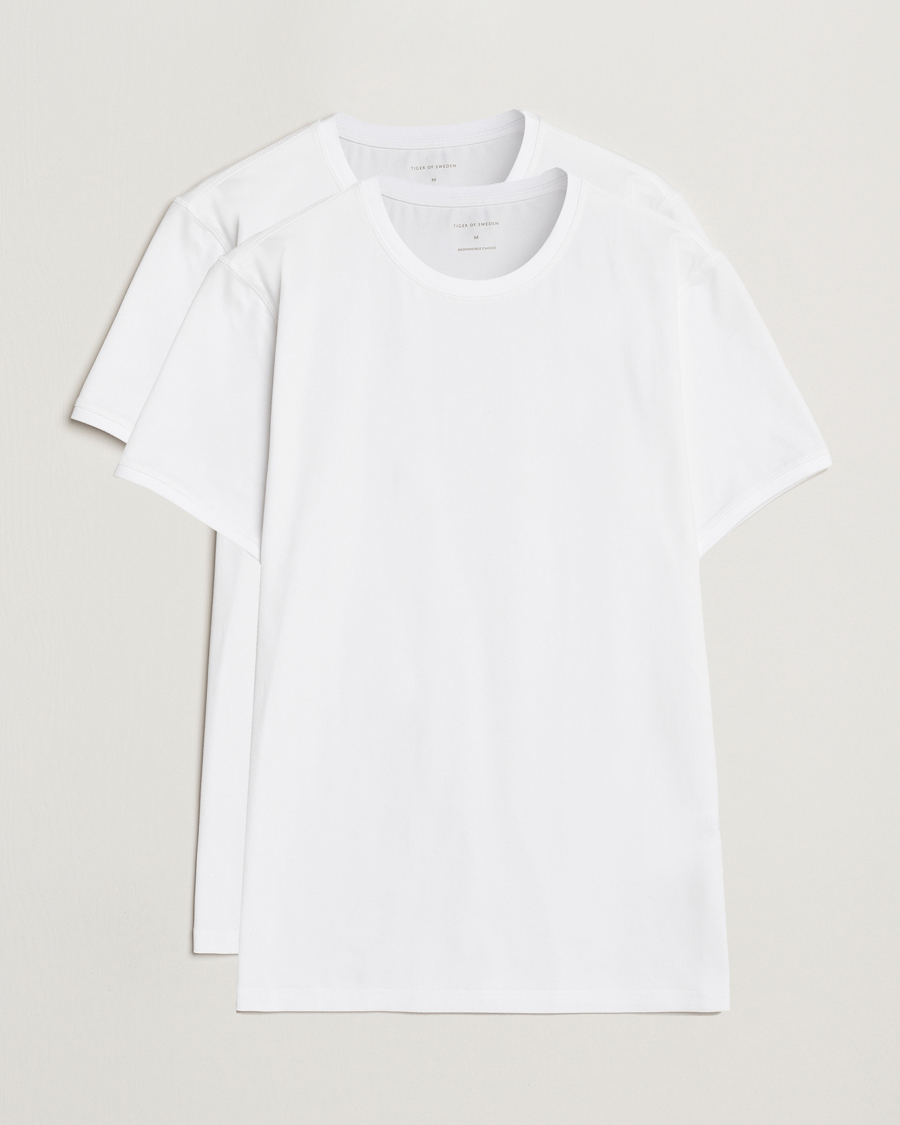 Herre | T-Shirts | Tiger of Sweden | Heimdal 2-Pack Crew Neck T-Shirt White