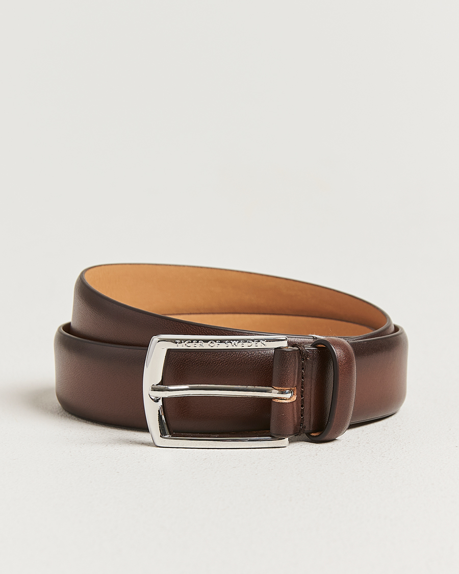 Herre | Belter | Tiger of Sweden | Asenby Leather 3 cm Belt Dark Brown