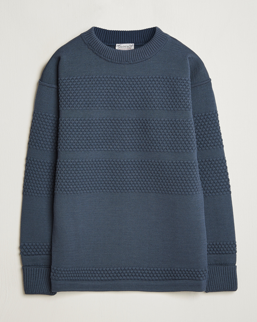 Herre | Gensere | S.N.S. Herning | Fisherman Wool Crew Neck Sweater Faded Mineral Blue