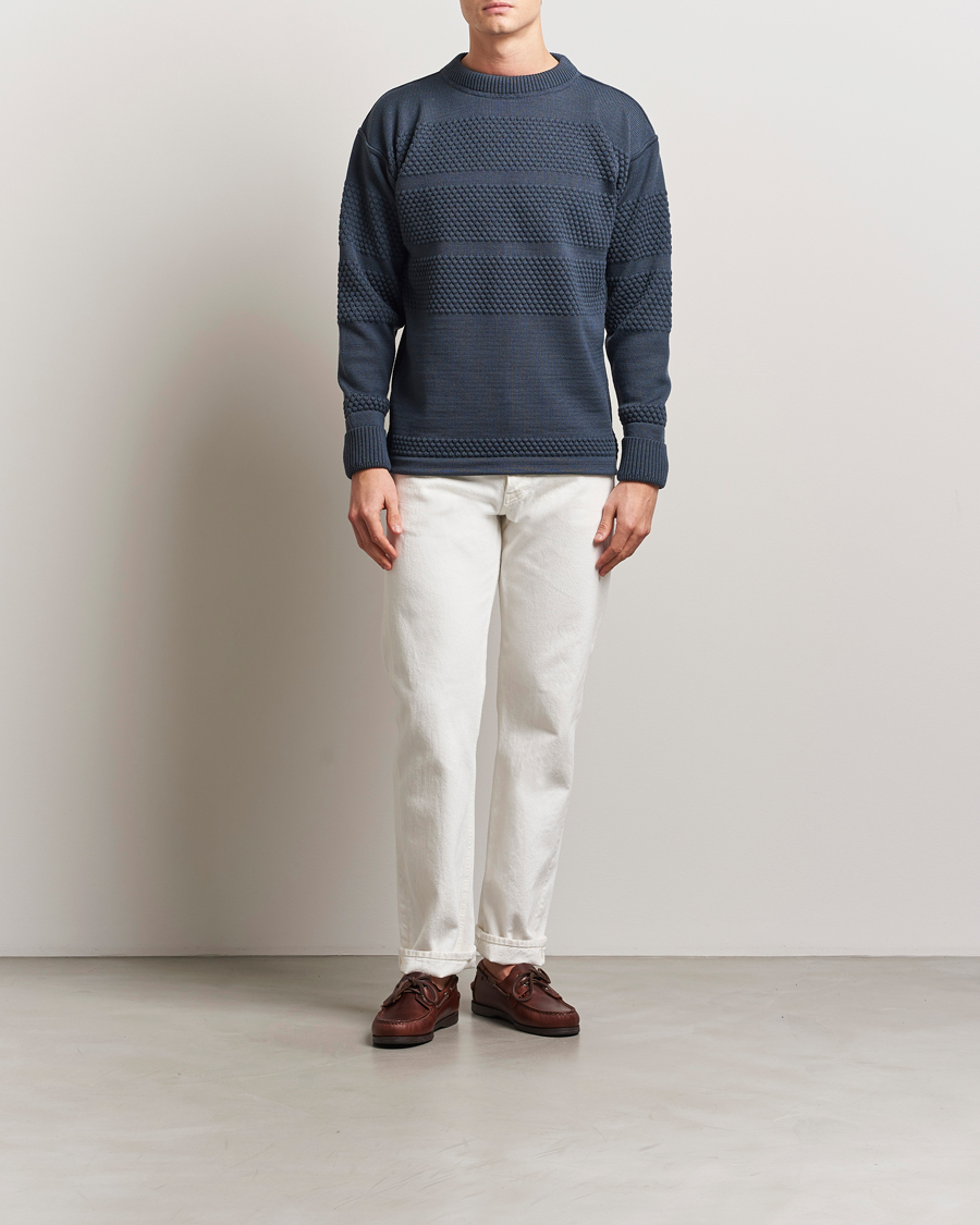 Herre | Gensere | S.N.S. Herning | Fisherman Wool Crew Neck Sweater Faded Mineral Blue