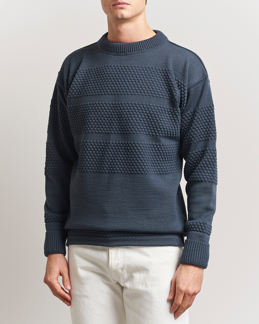 Herre | Gensere | S.N.S. Herning | Fisherman Wool Crew Neck Sweater Faded Mineral Blue