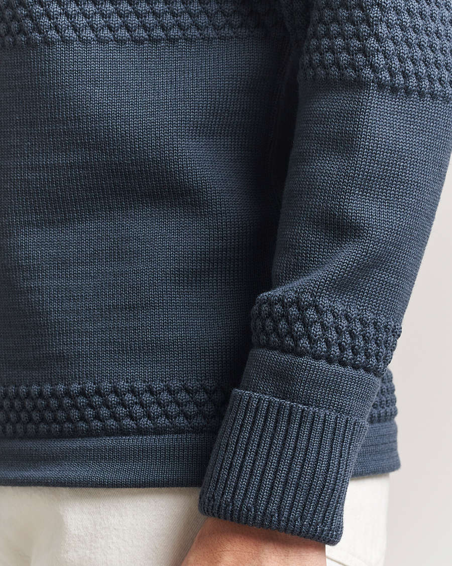Herre | Gensere | S.N.S. Herning | Fisherman Wool Crew Neck Sweater Faded Mineral Blue