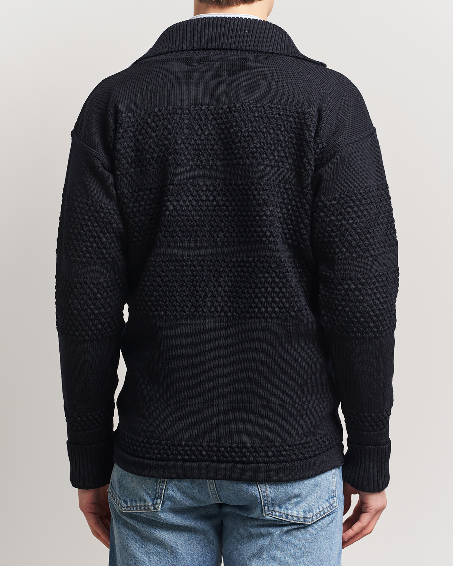 Herre | Gensere | S.N.S. Herning | Fisherman Wool Full Zip Sweater Navy Blue