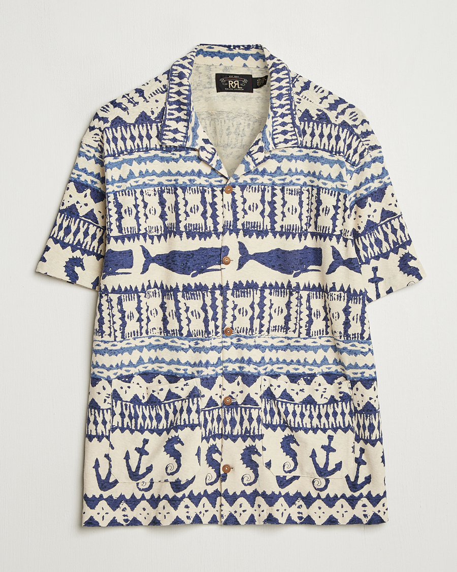 Herre | Skjorter | RRL | Ryan Short Sleeve Shirt Cream/Navy