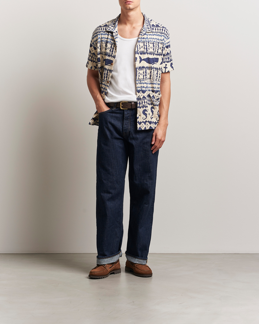 Herre | Skjorter | RRL | Ryan Short Sleeve Shirt Cream/Navy