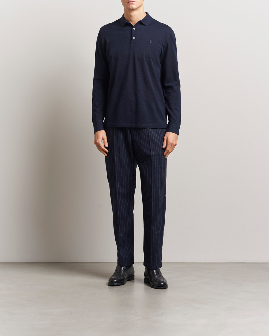 Herre | Pikéer | Ralph Lauren Purple Label | Long Sleeve Wool Polo Navy