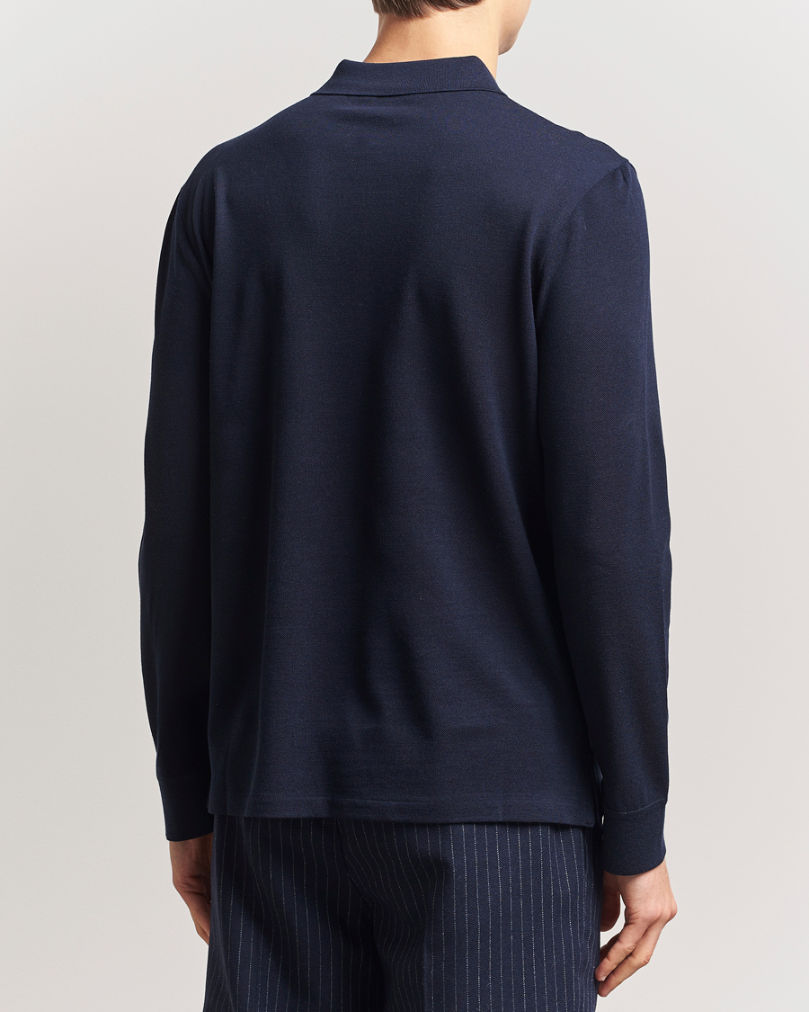 Herre | Pikéer | Ralph Lauren Purple Label | Long Sleeve Wool Polo Navy