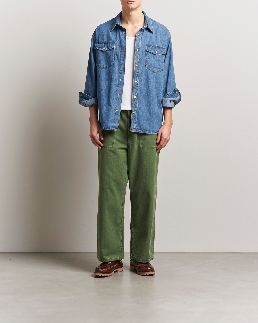 Herre | Bukser | Jeanerica | GM010 Genua Worker Chino Chevron Green