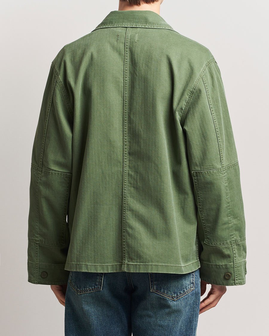 Herre | Skjorter | Jeanerica | Luc Herringbone Overshirt Chevron Green