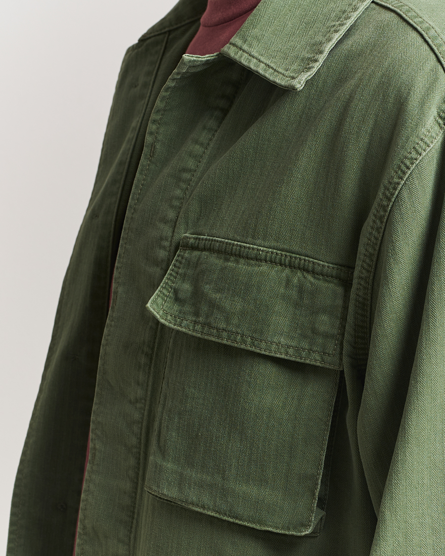 Herre | Skjorter | Jeanerica | Luc Herringbone Overshirt Chevron Green