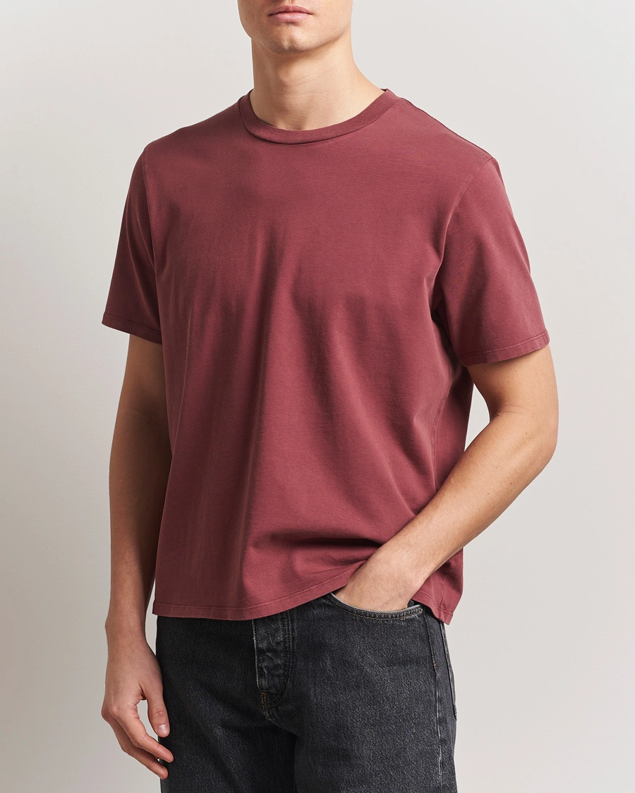 Herre | T-Shirts | Jeanerica | Delon Crew Neck T-Shirt Washed Burgundy